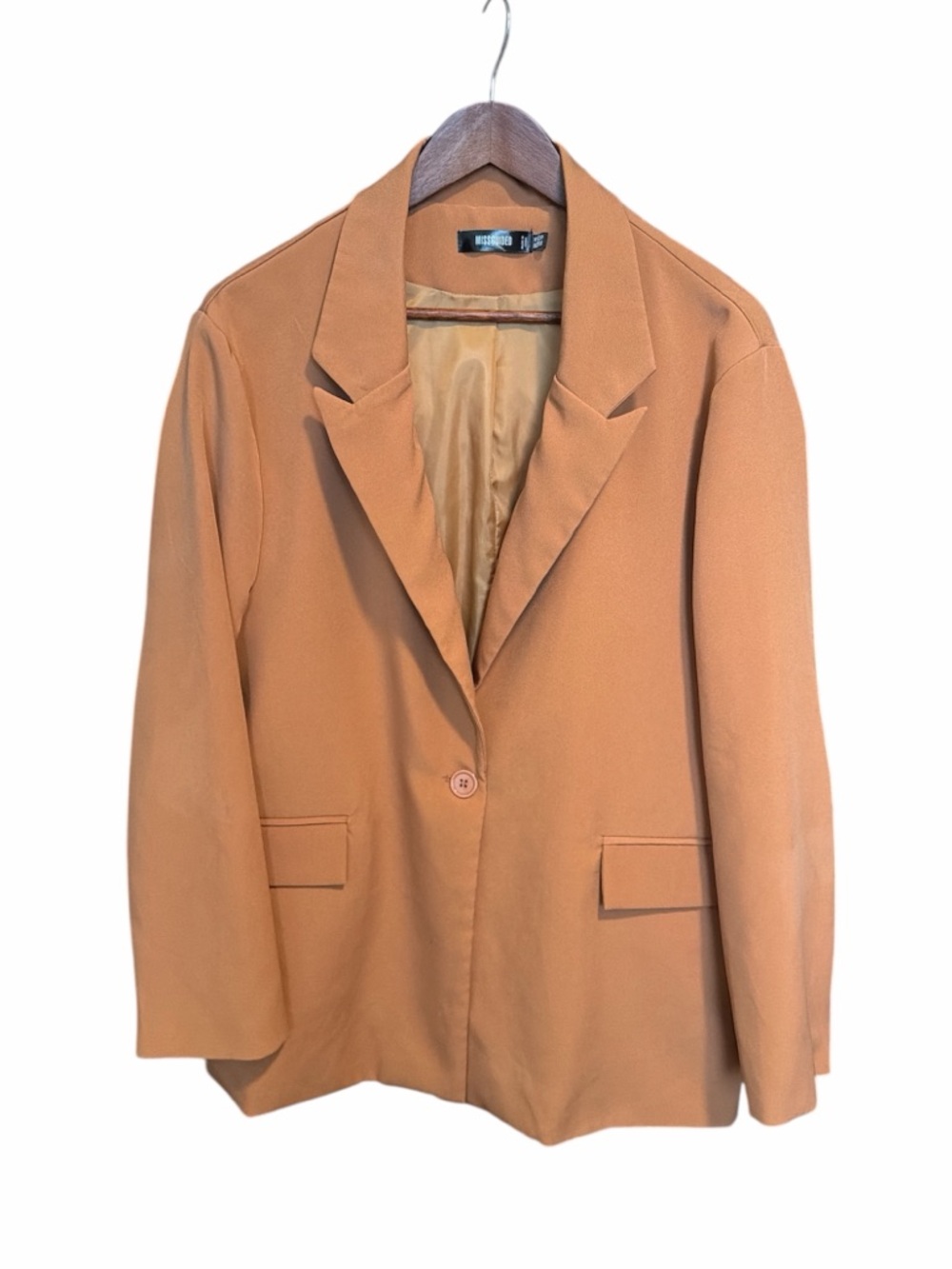 Misguided camel tan blazer size 10 relaxed work office capsule staple minimalist
